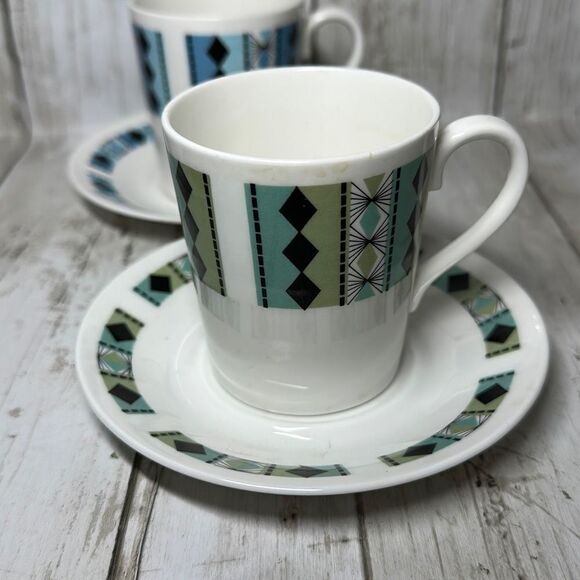 Ridgeway Potteries Royal Adderley Fine Bone China Masquerade 4 Tea Cups Saucers - Picture 5 of 10